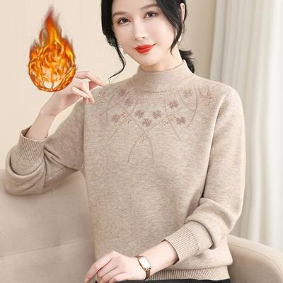 Plus Size Winter Clothes Plus Velvet Thick Sweater Large Size Bottoming Shirt Ladies Warm Inner Clothes