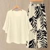 Spring Casual O Neck Women's Long-sleeved Chiffon Top Suit Fashion Elegant Loose Vacation Female Printed Trousers 2piece Set