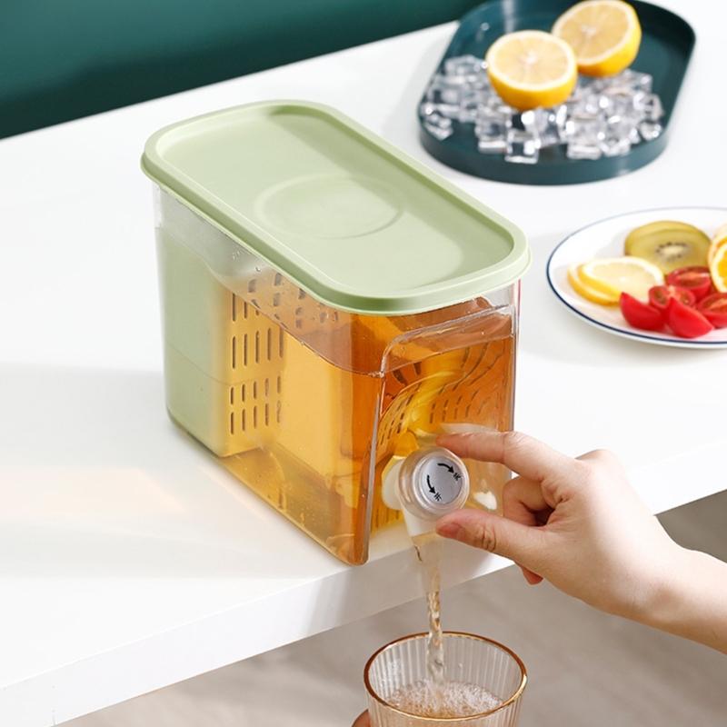 5800ML Juice Container Refrigerator Cold Kettle Drinkware Bucket with Faucet Beverage Dispenser with Filter PP Material
