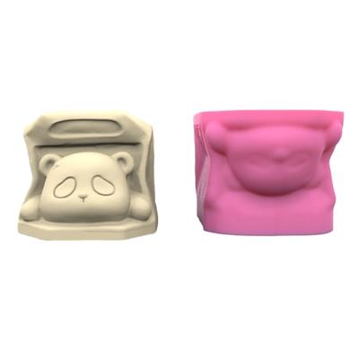 DIY Flowerpot Silicone Mold Cute Panda Head Shaped Concrete Moulds DIY Flowerpots Molds Cements Mould Silicone Material