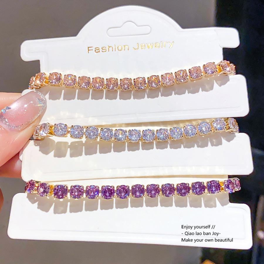 Geometric Square Zircon Crystal Bracelet For Women With Gold Plating Elegant Jewelry Gift For Her