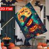 2D Flat - 2D Flat, Halloween Pumpkin Lantern Bat Garden Flag X 2 (2) Outdoor Garden Flag Double-Sided Home Decoration Courtyard Decoration Outdoor De