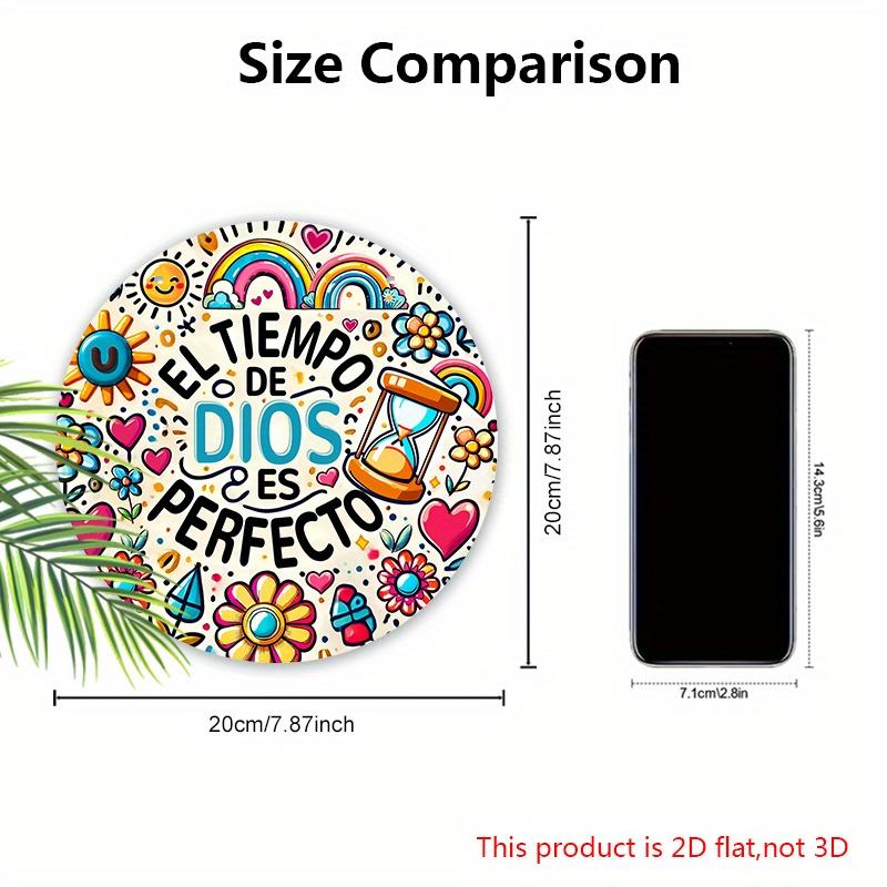 DIOS Wooden Sign with Spanish Bible Scriptures - Round Sign for Front Door, Wall, Room Hanging Decor - Ideal Home Hanging Ornament