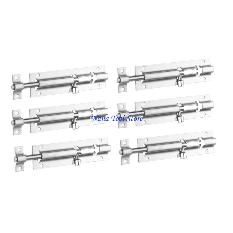 31GJ 6Pcs Slide Bolt Latches Thickened Stainless Steel Slide Lock Toilet Door Lock