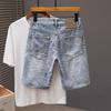 2024 Men's Trendy Loose Straight Denim Shorts: Mid-Length Youth Breeches