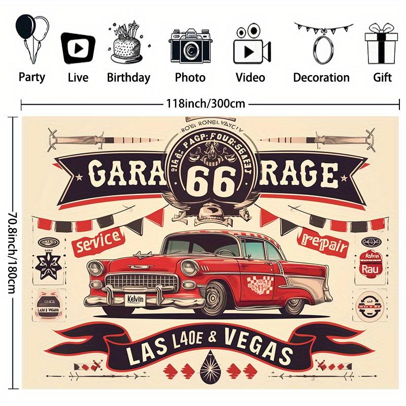 

VIKAMA Vintage Car Tapestry Garage Decor Bedroom Living Room Dormitory Wall Hanging Home Room Decoration 74x94cm(29x37in)