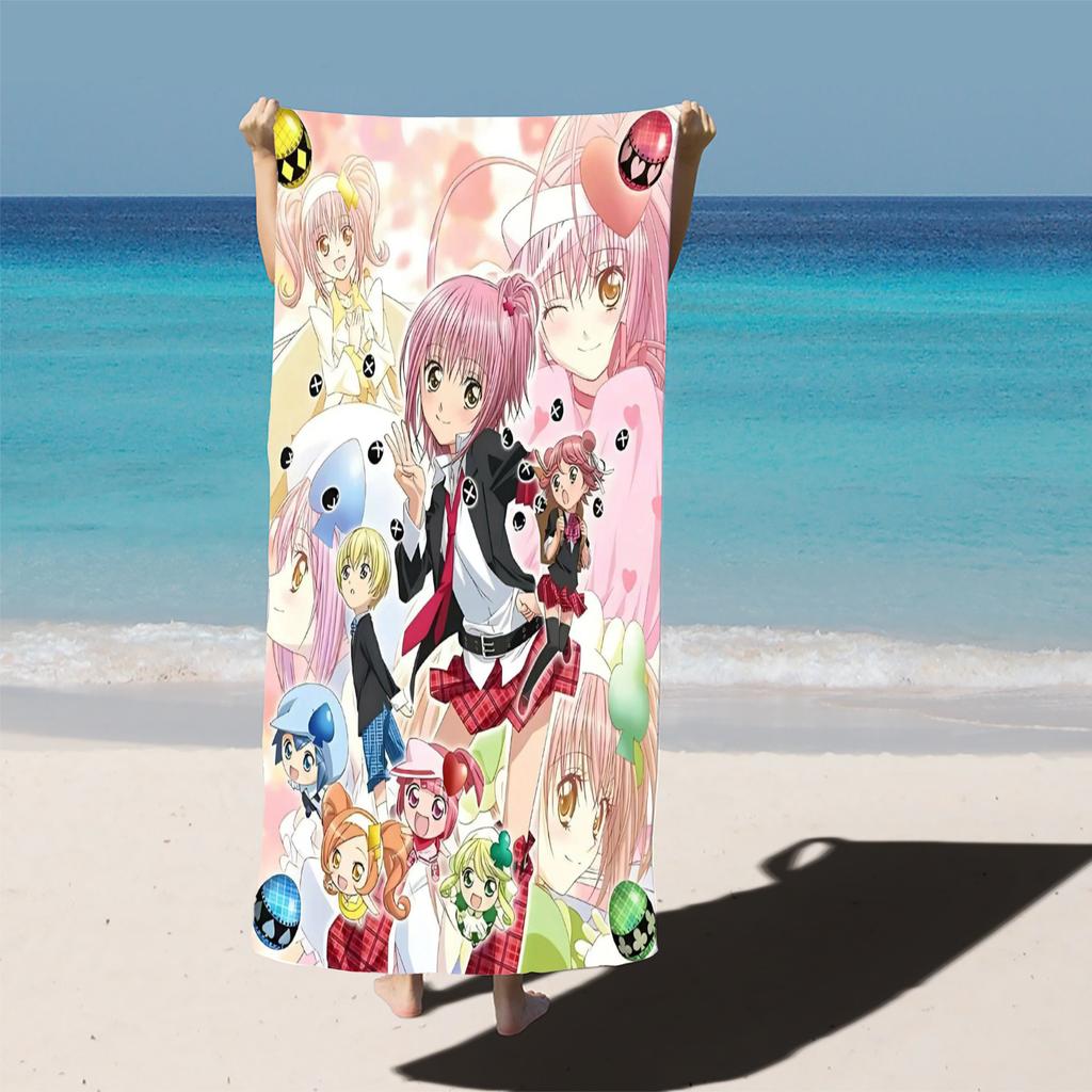 Shugo Chara Anime Beach Towel, Hinamori Amu Girl Full Pink Children Shower Travel Towels, Bathroom Cartoon, Cute Room Decor Bath