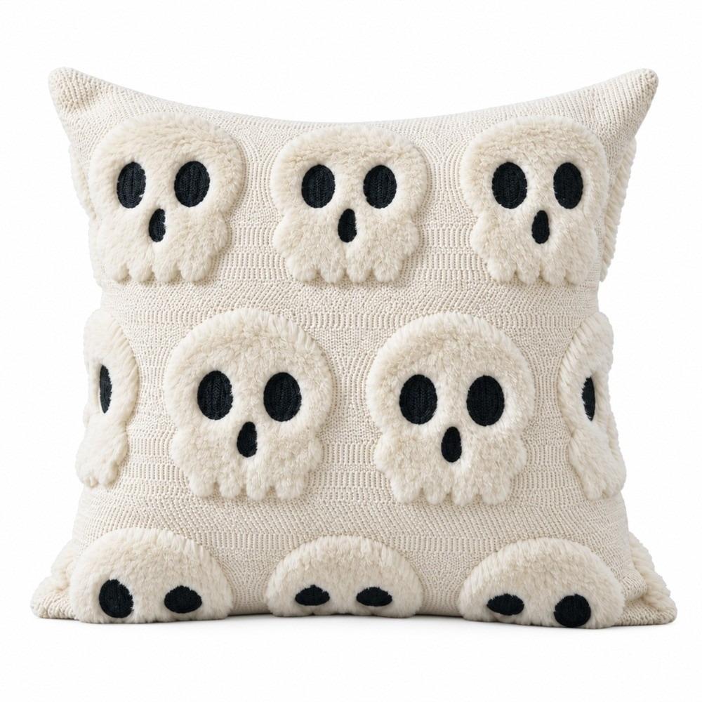 Skeletont Pillow Cover Soft Plush Cushion Case Warm Plush Throw Pillowcase Halloween
