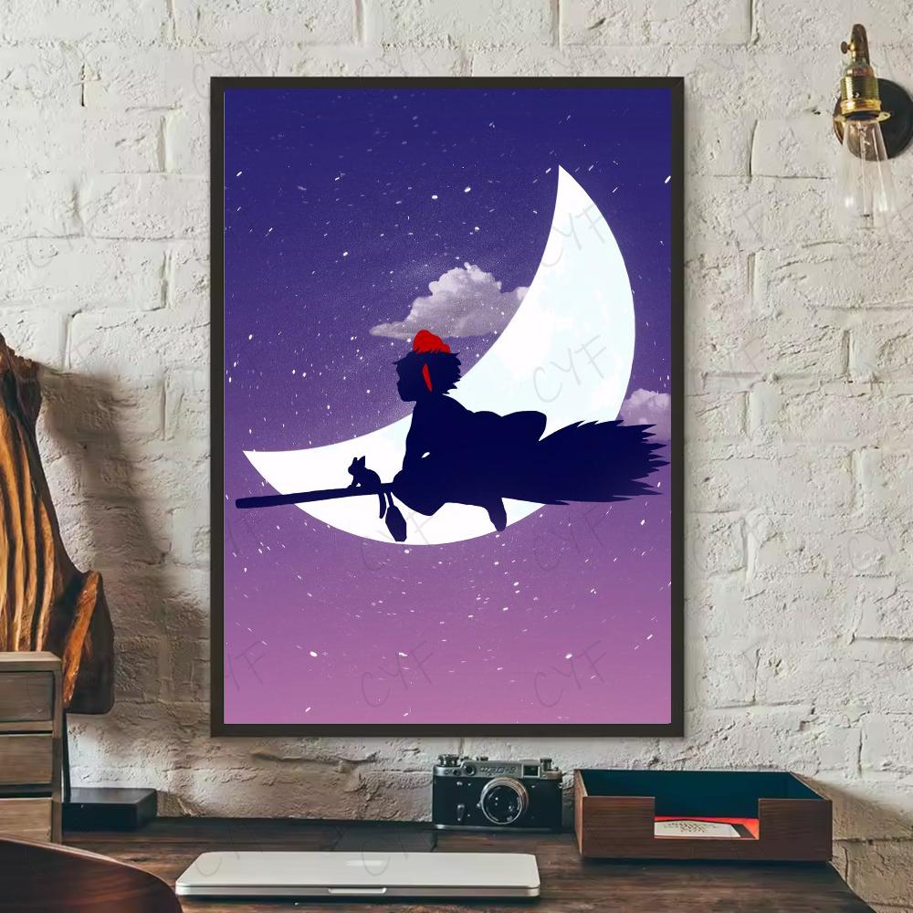 K-Kikis D-Delivery S-Service Anime-Poster, HD-Kunst, klebrige Wand, wasserdicht, für Zuhause, Wohnzimmer, Schlafzimmer, Bar, ästhetische Dekoration