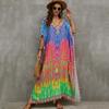 Beach Vacation Loose-Fit Rayon Print Cover-Up Shirt