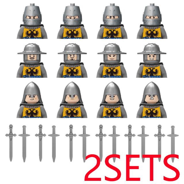 Military Building Blocks Medieval Solider Figures Gifts Toys Weapons Shield Holy Roman Saint Lazarus Jerusalem Knight Legion MOC