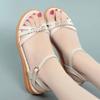 Mom sandals women's 2025 summer one-word buckle middle-aged and elderly soft sole comfortable and fashionable women's sandals fish mouth casual