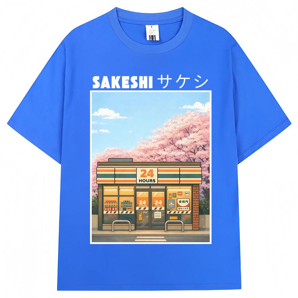 Japanese Style Konbini Convenience Store Graphic T Shirts Unisex Unisex Fashion Tokyo TShirts Oversized Cotton Casual T Shirt Gifts