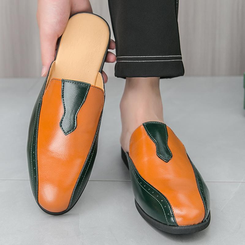 New Men's Mixed Color Half Slippers Shoes Summer Male Wedding Casual Mules Moccasins Breathable Loafers  Zapatos Hombre