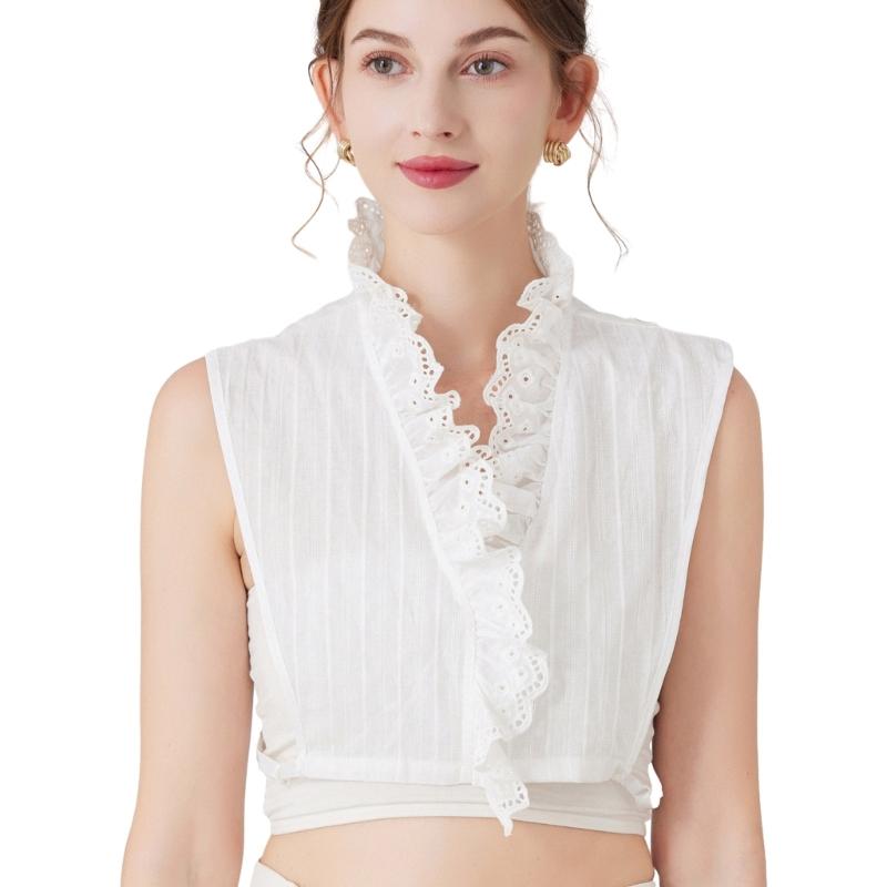 

Elegant Woman Shirt Detachable Collar Breathable Lace Detachable Collar for Sweater Sweet Hollow out False Collar 1 белый