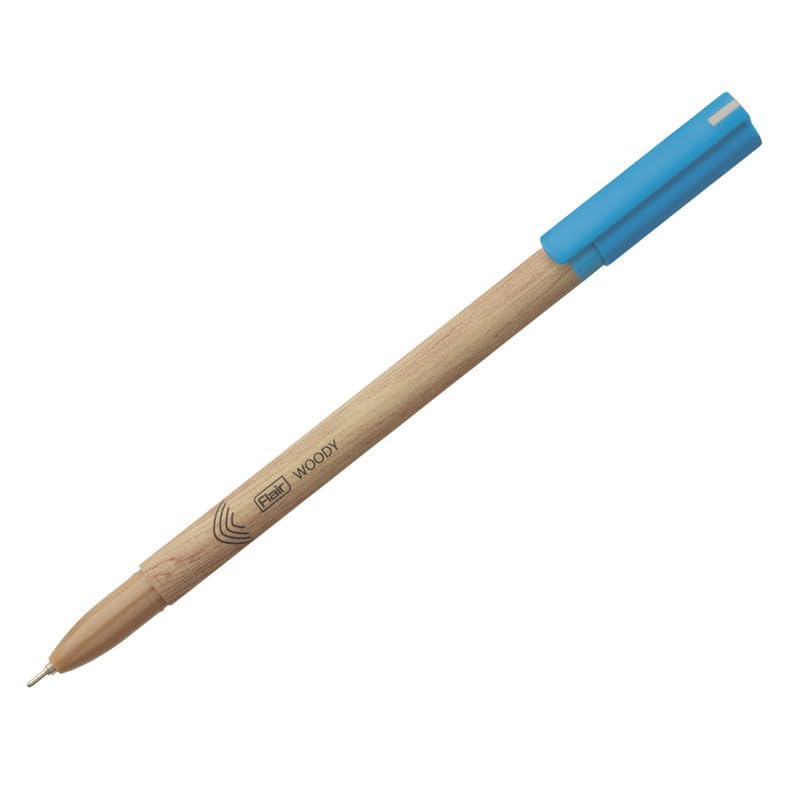 Flair Woody 0.7mm Ball Pen Pack of 1 X 10 | Smooth Blue Ink Writing for School, Office & Journaling