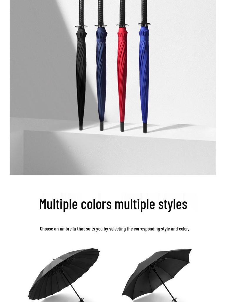 Custom Logo Katana Umbrella: Sun Protection, Semi-Automatic, Straight Handle for Sun and Rain
