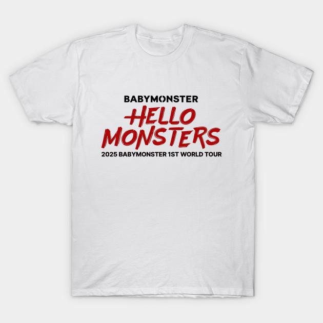 

Чоловіча чорна футболка з принтом Babymonster Hello Monster 2025 World Tour Папір для термопереносу без вирізання Бавовняна футболка 2XL білий