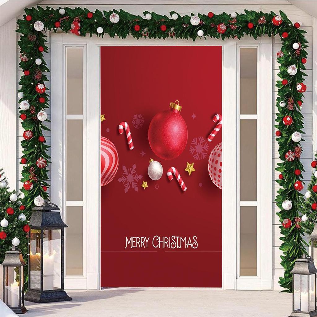 Four-Sided Stretch Christmas Door Cover - Easy Install with Festive Pattern
