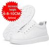 Men's White Height-Increasing Sneakers with Thick Sole, Invisible Inner Lift, and Casual Style, Large Sizes Available, 10cm Boost.