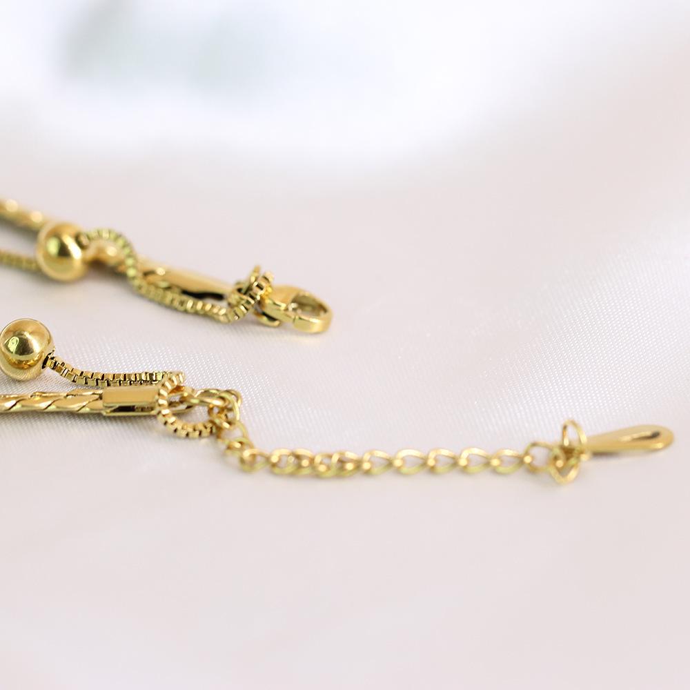 8MM Smooth Surface Heart 18K Gold Stainless Steel Double Layer Bracelet, Laser Engravable