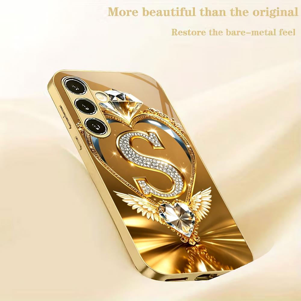 Love letter S electroplated glass phone case suitable for Samsung Galaxy S26 S25 S24 S22 S21 S20 FE/Ultra/Plus5G anti drop