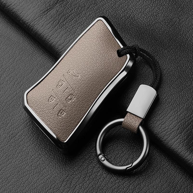 5 Button Metal and Leather Car Key Case Cover For Lexus LM350h LM500H  2024 Car Key Case Protect Fob