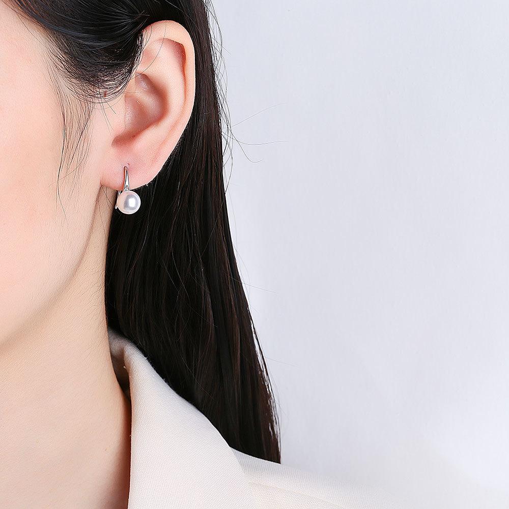 Elegant High Freshwater Pearl Earrings Simple Temperament High Heel Shape Ear Hooks Fashion Jewelry For Women