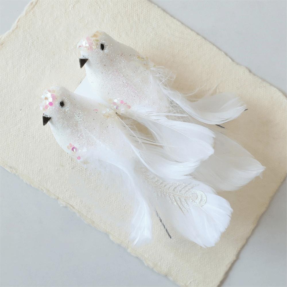 Realistic Christmas Tree Pendants White Doves Artificial Foam Birds  Party Decoration