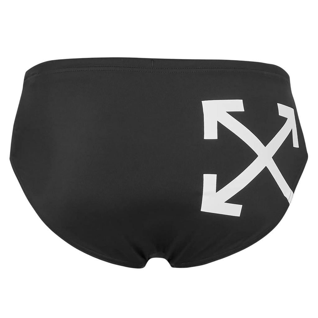 Cueca de Natação Masculina Off White com Logo de Flecha Corte Regular