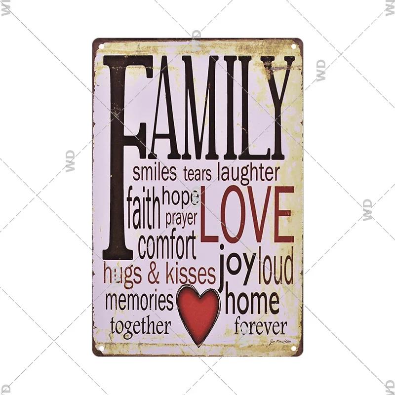 Retro Life Love Family Sentence Slogan Metal Tin Sign Vintage Metal Plaque Metal Wall Poster For Home Shop CoffeeWall Decor