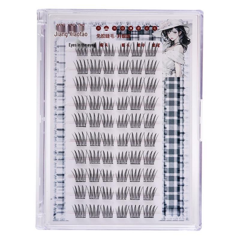 ACE Klebefreie Selbstklebende Cartoon-Büschelfalsche Wimpern - Natürlich, Faules Tragen