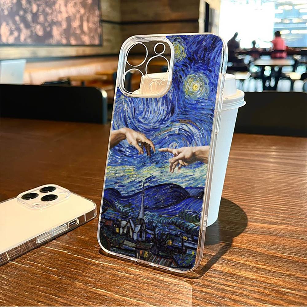 Oil Painting In the Style of Van Gogh Phone Case For iPhone17,16,15,14,13,12,11 Plus,Pro Max Soft Transparent Cover