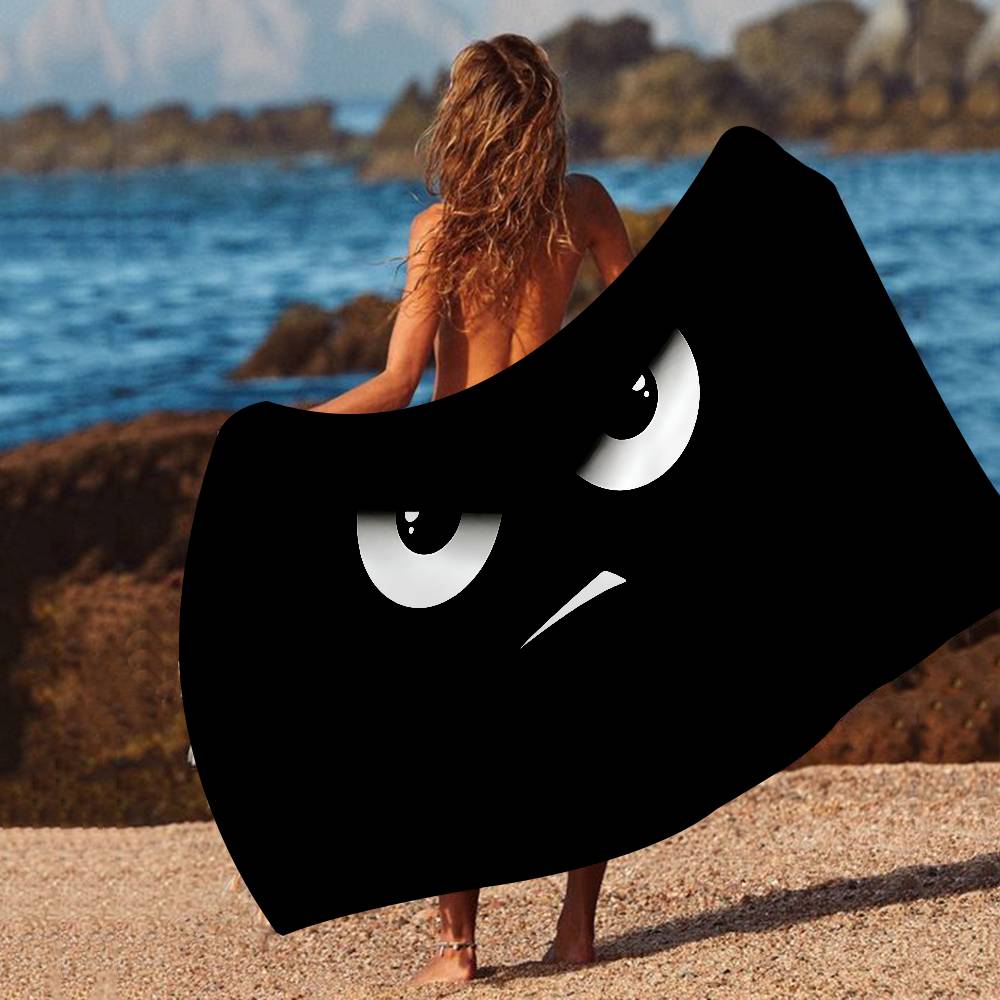 Funny Emoji Bath Towel Microfiber Soft Water Absorbing Breathable For Girl Kids Decorative Cartoon Beach Towel