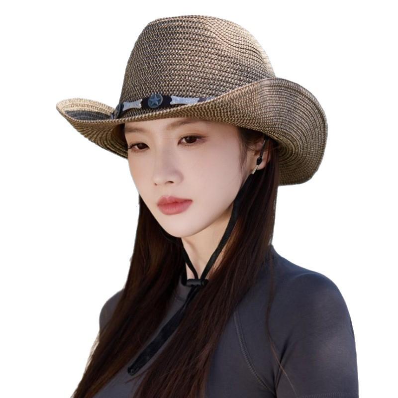 Straw hat men's and women's seaside beach hat British straw hat summer vacation beach sunshade sun hat