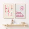 Please Don't Do Coke In The Bathroom Prints Pink Canvas Painting Pastel Cowboots Retro Funky Posters Wall Art Picture Room Decor