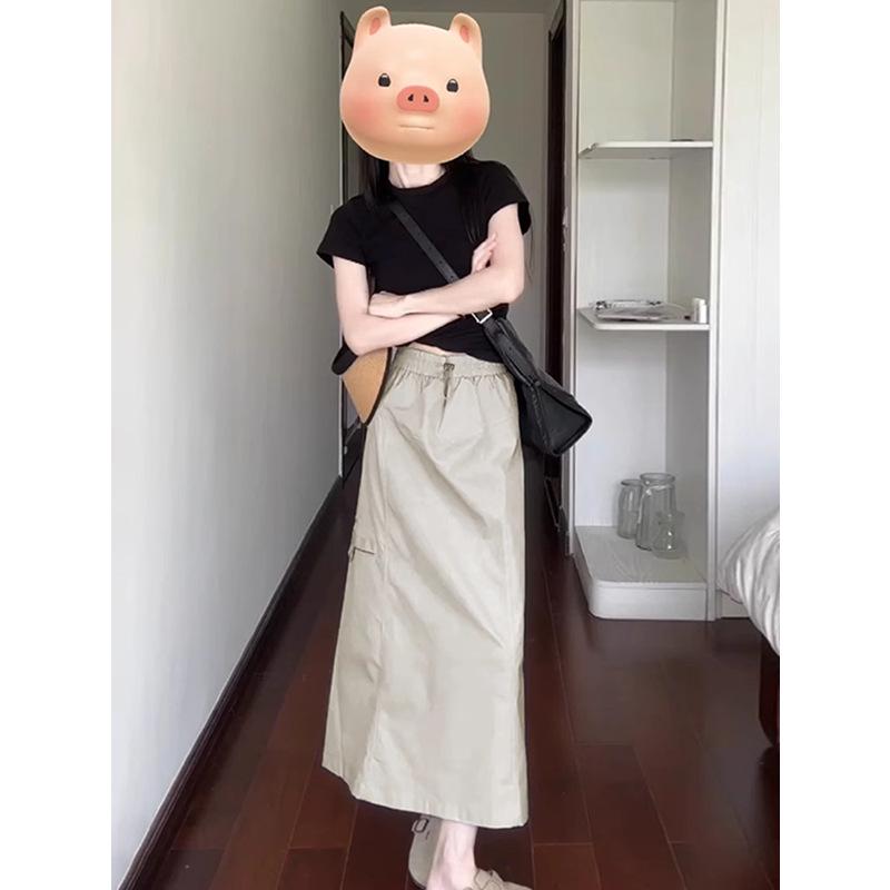 

2025 Petite Women s High-Waisted A-Line Midi Workwear Skirt XL
