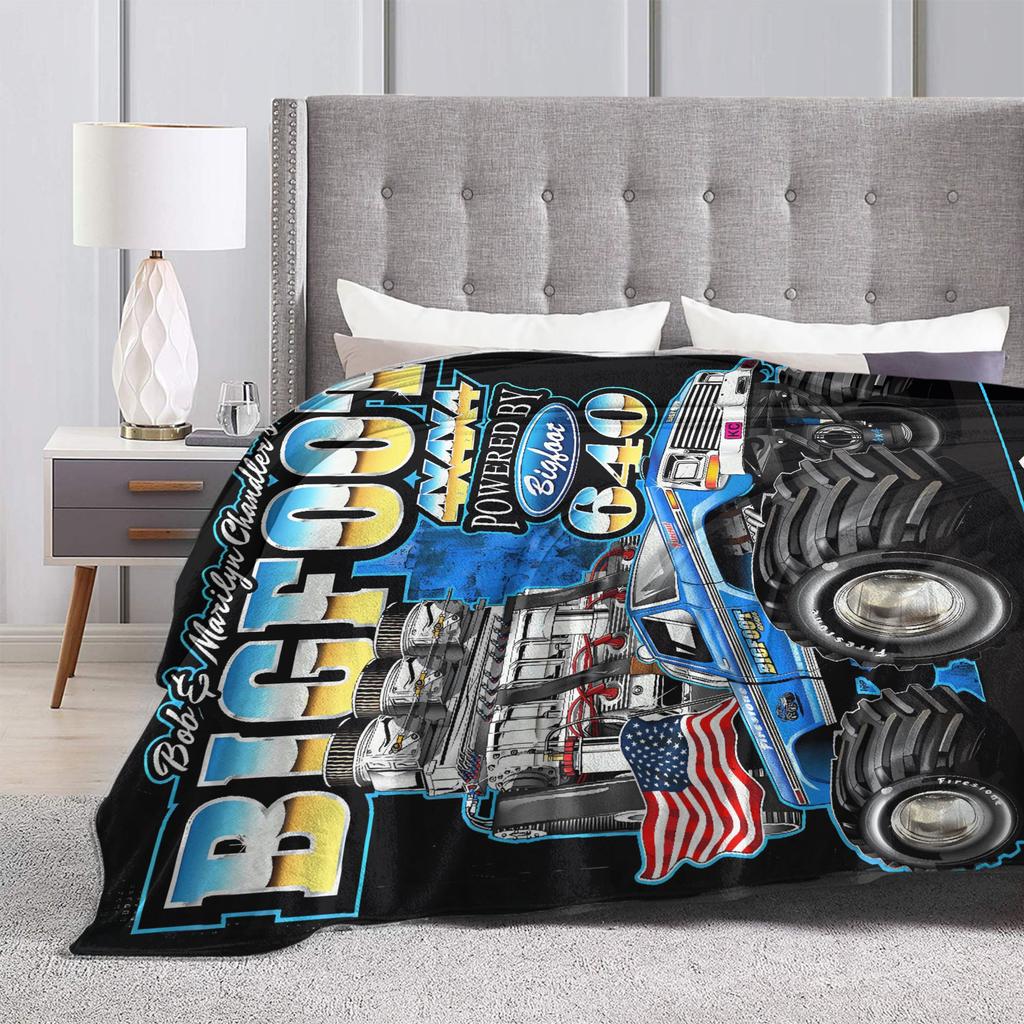 Monster Trucks Car Loves Super Soft Blanket  Girls Boys Plush Throw Blanket Graphic Couch Chair Flannel Bedspread Sofa Bed Cover