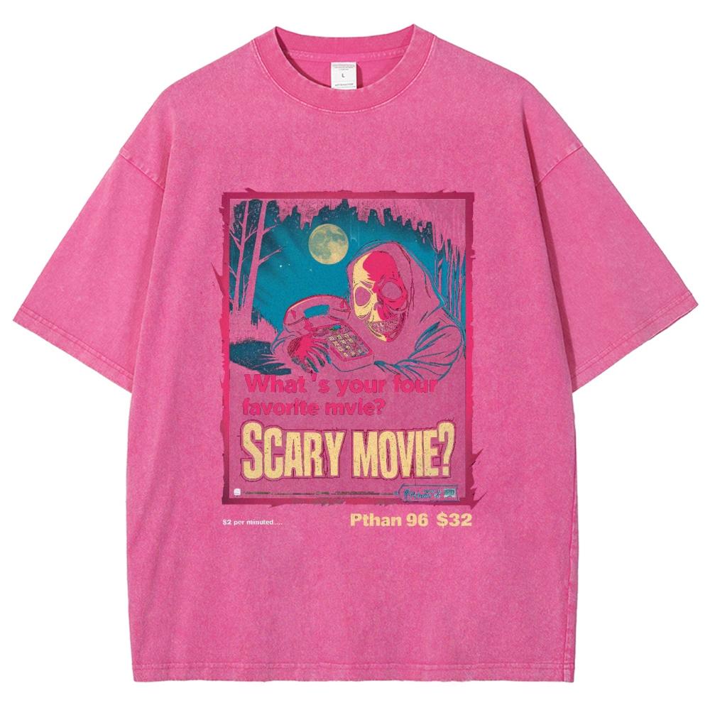Horror Movie Style Skull Print Women's T-Shirt Oversized Washed Loose Short Sleeve Cotton High Quality Student Tees Unisex Niche