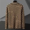 Smart Casual English Elements Plaid Panelled Turn-down Collar New Men Coat Fashion Casual Knit Loose Pockets Cardigan Jacket