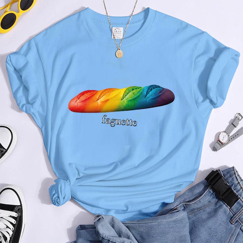 Fun Baguette Faguette LGBT Tshirts Women Men Short Sleeve Lesbian Bisexual Streetwear Fashion Crewneck GAY Trend Tshirts