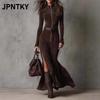 JPNTKY Women's  Long Sleeve High Neck Fashion Autumn Winter Casual Dresses