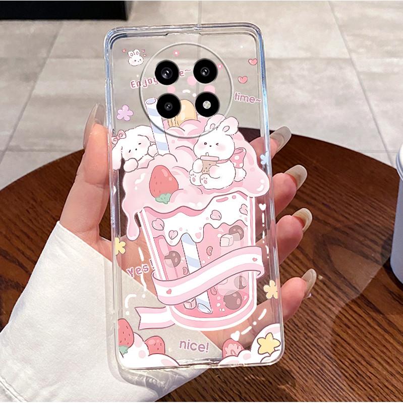 Luxury Cute Love Rabbit Clear Case For Oppo Realme 13 Plus 5g Soft Silicone Transparent Bumper Back Cover Realme13+ 13Plus Funda