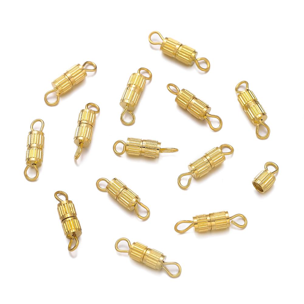 

20Pcs Copper Brass Screw Clasp Closure Fastener Lock Buckle Cord End Tip Caps Connector for DIY Bracelet Necklace Jewelry Making золотой