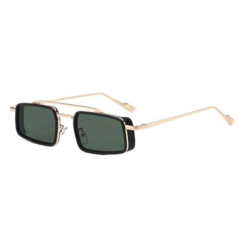 Metal full frame sunglasses men's new European and American fashion personalized double beam spring mirror legs sunscreen small frame sunglasses