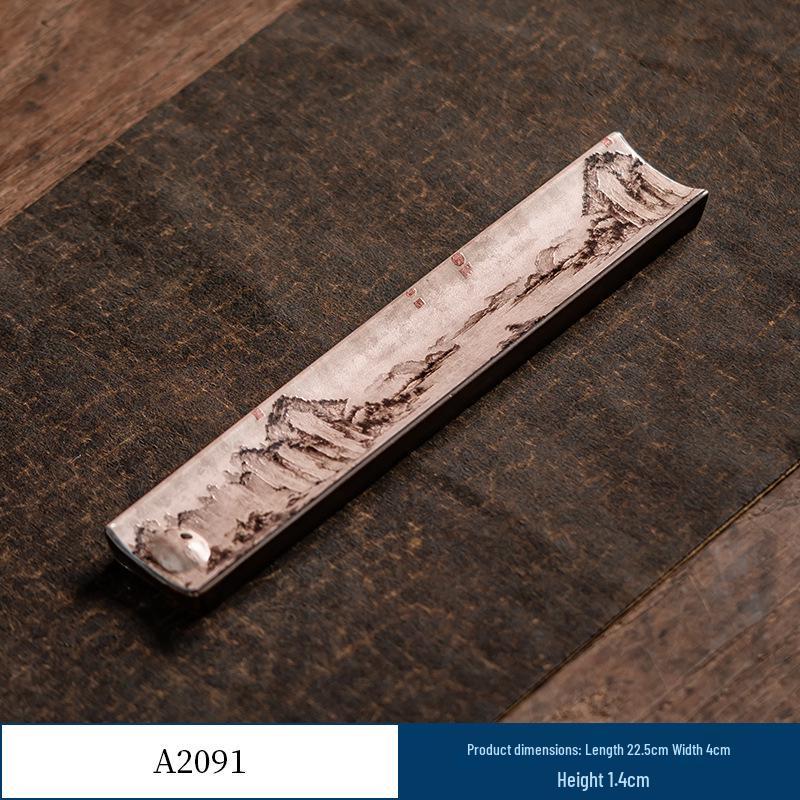 Guochao River & Mountain Ceramic Incense Holder - Retro Incense Stick Tray for Indoor Use