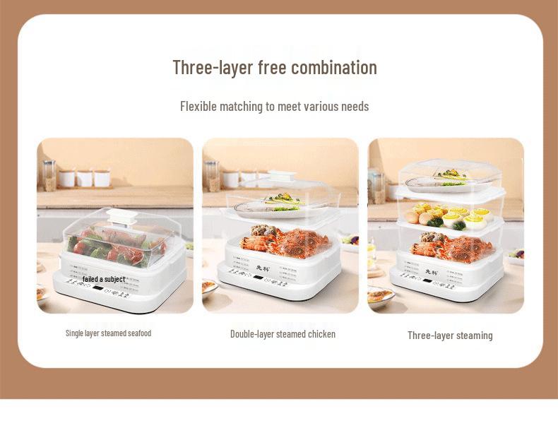 Sencor Multifunctional Three-Layer Electric Steamer with Automatic Power-Off and All-in-One Cooking Capabilities