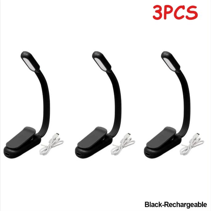 Mini USB Rechargeable Clip On Book Light 3 Level Adjustable Brightness LED Night Lamp For Bedroom Travel Study