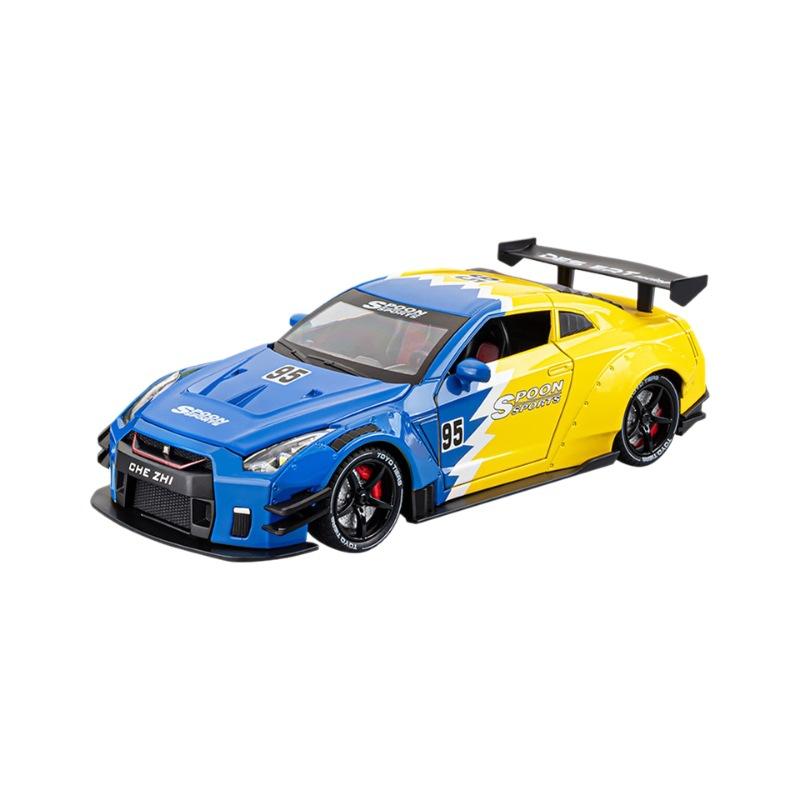 

1/24 Nissan GTR R35 Spray Supercar Alloy Car Model Sound and Light Children s Toy Collectibles Birthday Gift жовтий/синій