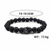 European & American Zirconia Crown Bracelet with Volcanic Stone & White Pine Beads